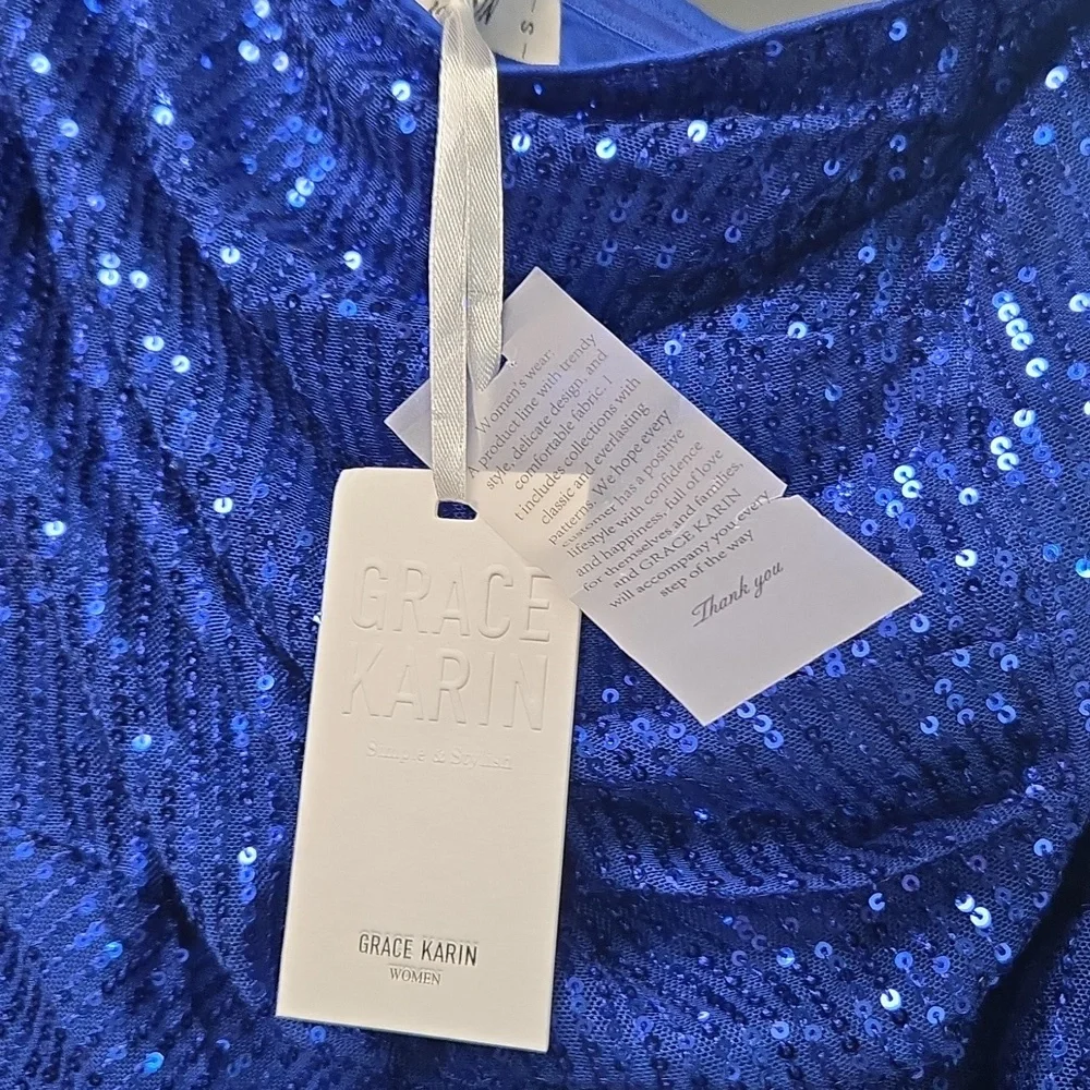 Grace Karin Sequin Dress Royal Blue